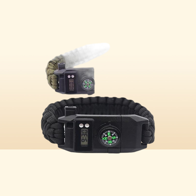 Outdoor Gadgets 7 In 1 Multifunctional Survival Equipment Escape Bracelet Camping Tool