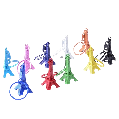 50pcslot Paris Eiffel Tower Keychain Mini Eiffel Tower Candy Color Keyring Store Advertising Promotion Service Equipment Keyfob