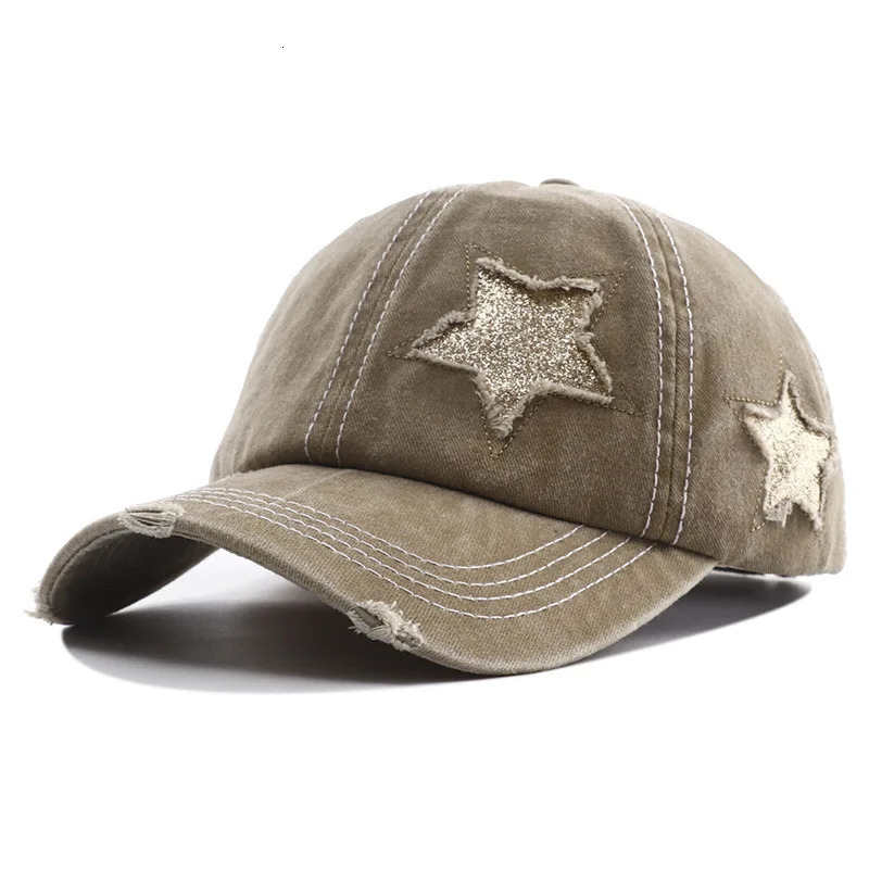 Doit Women Ponytail Baseball Cap Men Summer Sun Hat Female Pentagram sequins Hip Hop Casual Adjustable gorras Hats 240103