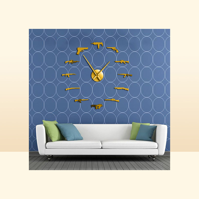 3D Pro Gun Wall Decor Tactical Army Rifle Ammo Variety Weapons DIY Wall Sticker Large Wall Clock Gun Lovers Room Decor 2017443162