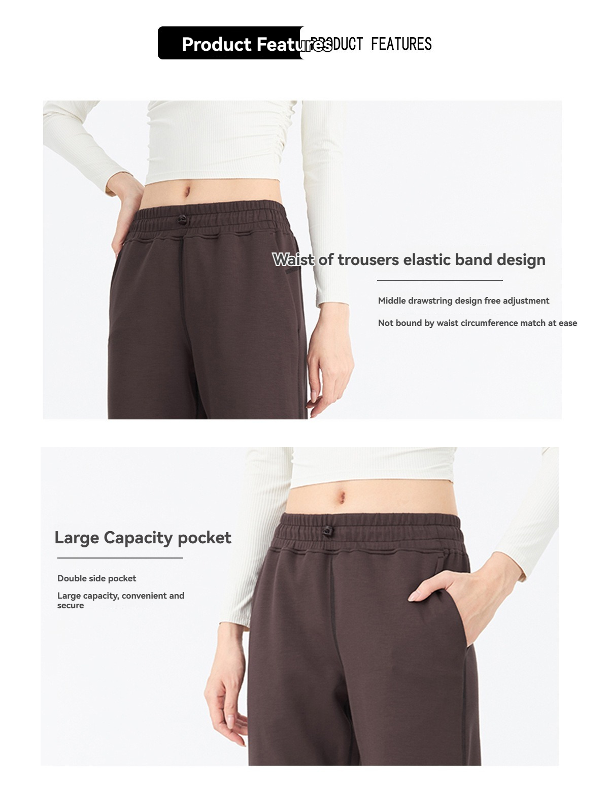 Women's Softstreme Pants Casual Straight Trousers Autumn and Winter Loose Outdoor Drawstring Straight Trousers Pant leg not open