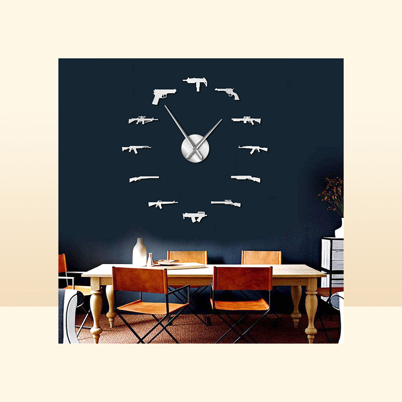 3D Pro Gun Wall Decor Tactical Army Rifle Ammo Variety Weapons DIY Wall Sticker Large Wall Clock Gun Lovers Room Decor 2017443162