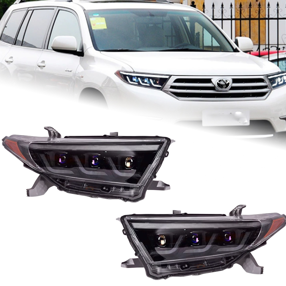 For Toyota 2012-2014 Highlander LED Headlight Kluger LED DRL Moving Turn Signal Front Light Assembly