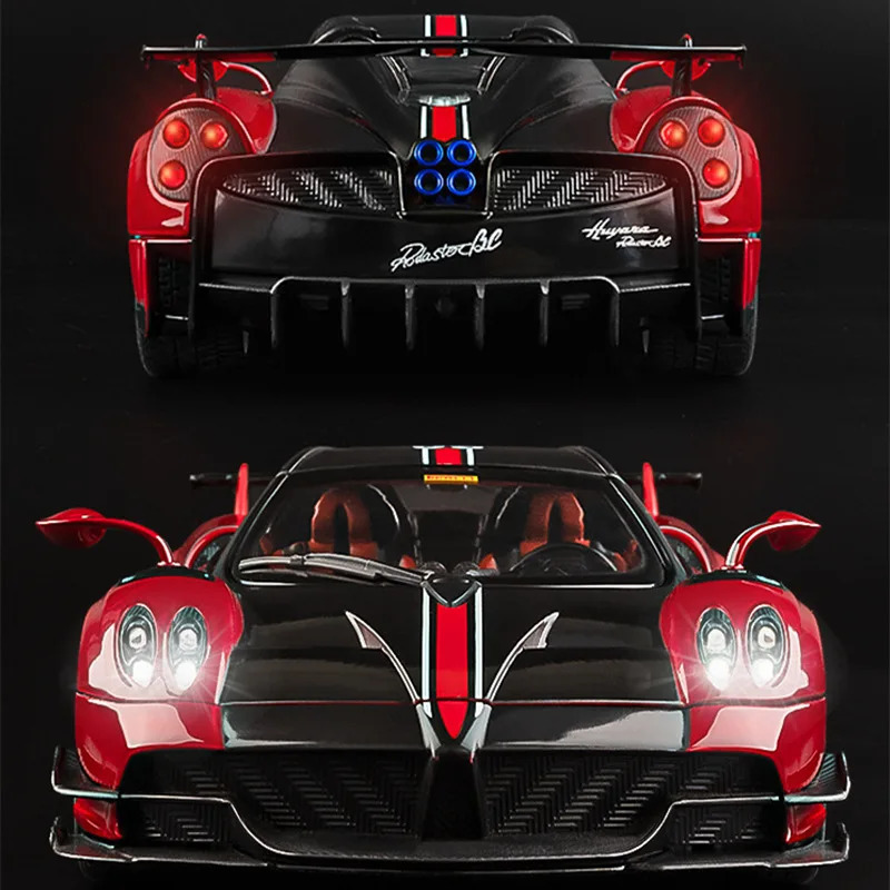 1 18 Pagani Huayra BC Alloy Sports Model Diecast Metal Racing Car Vehicles Model Collection Sound Light Simulation Kids Toy Gift 240103