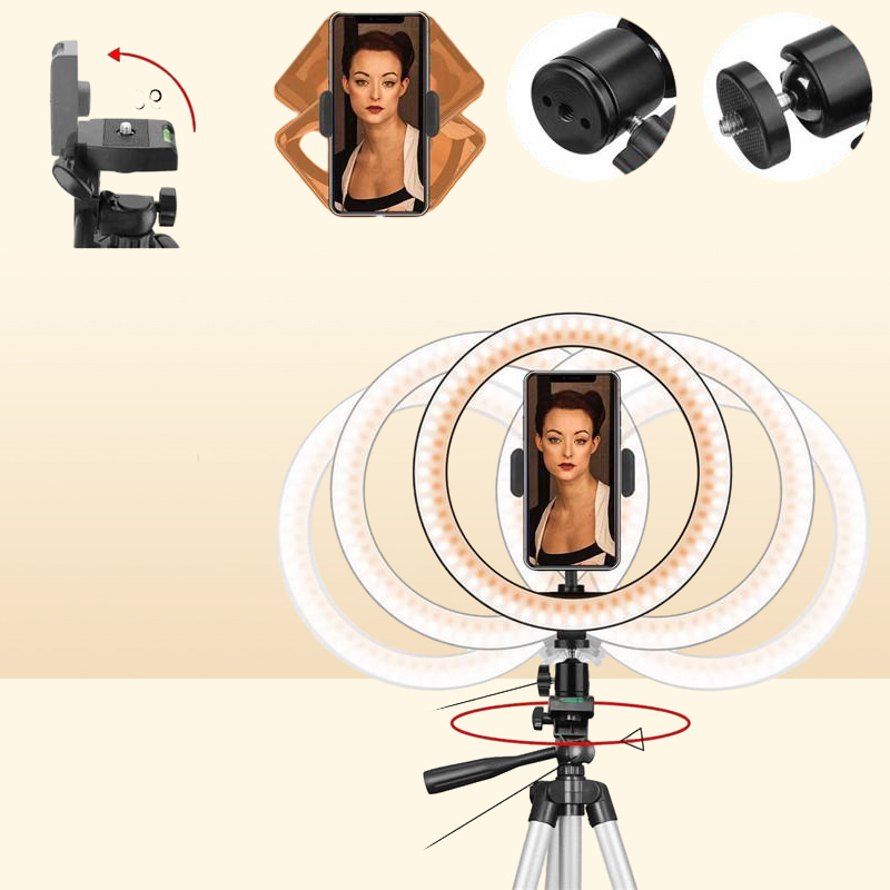 Flash Heads 26 Cm LED Ring Light With 100 Tripod Stand For Youtube Studio Camera Selfies Video Live Fill Lamp Pography Lighting