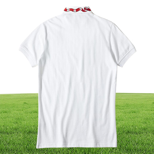 Men039s Turn Neck Stretch Polo Shirt With Multi Snake Embroidery Summer Polos Casual Short Sleeve Tops