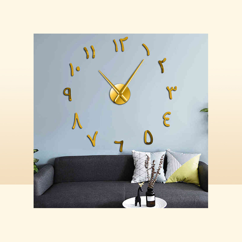 Wall Clocks Arabic Numbers Diy Giant Wall Clock Arabic Numbers Acrylic Mirror Effect Stickers Frameless Large Silent Wall Watch Ho9958740