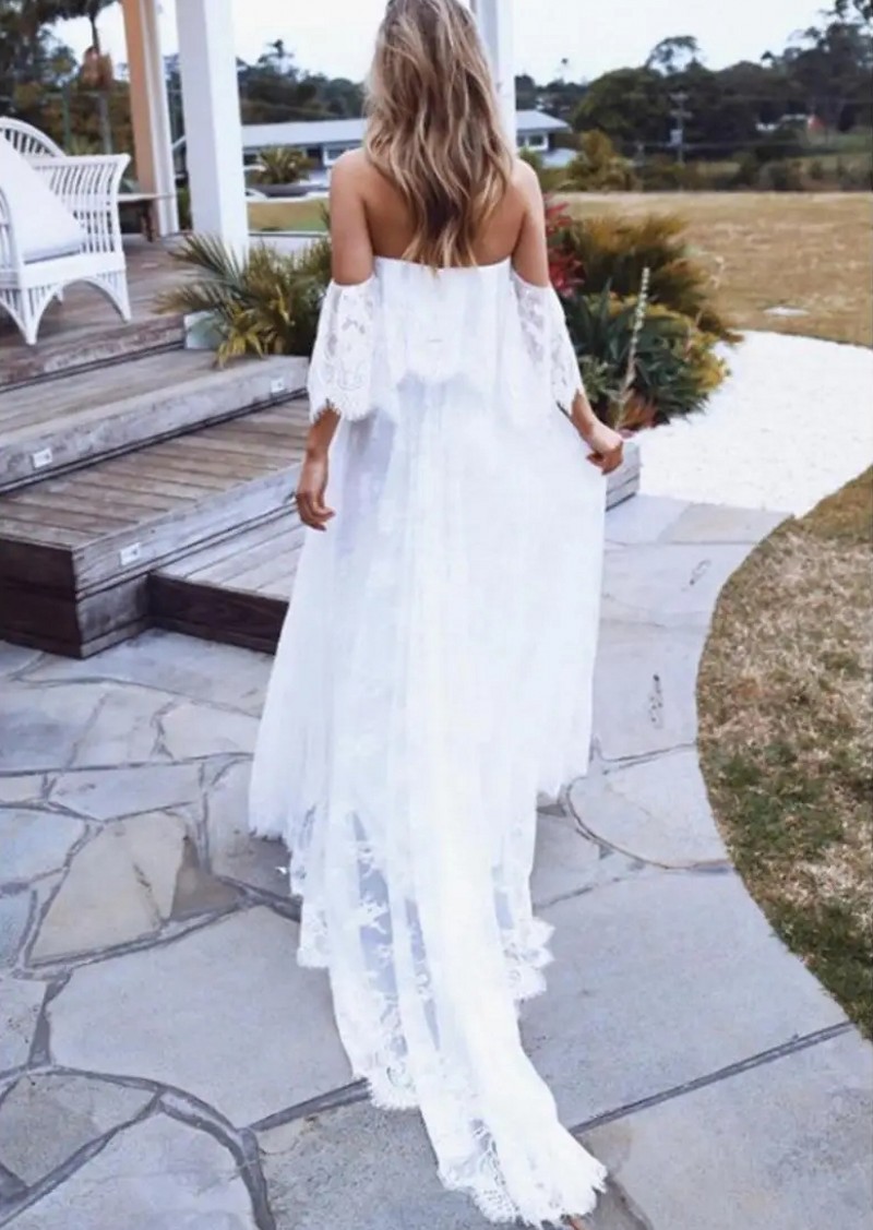 New Sumemr Beach Wedding Dress 2024 Lace Off the Shoulder Backless Boho Chic Bride Bridal Gowns Simple Robe De Mariage Vestidos De Noivas