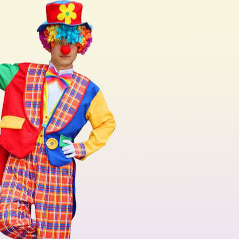 Halloween Adult Clown Jumpsuit Hat Man Women Joker Cosplay Costumes Cosplay Christmas Holiday Party Dress No Wig J220713