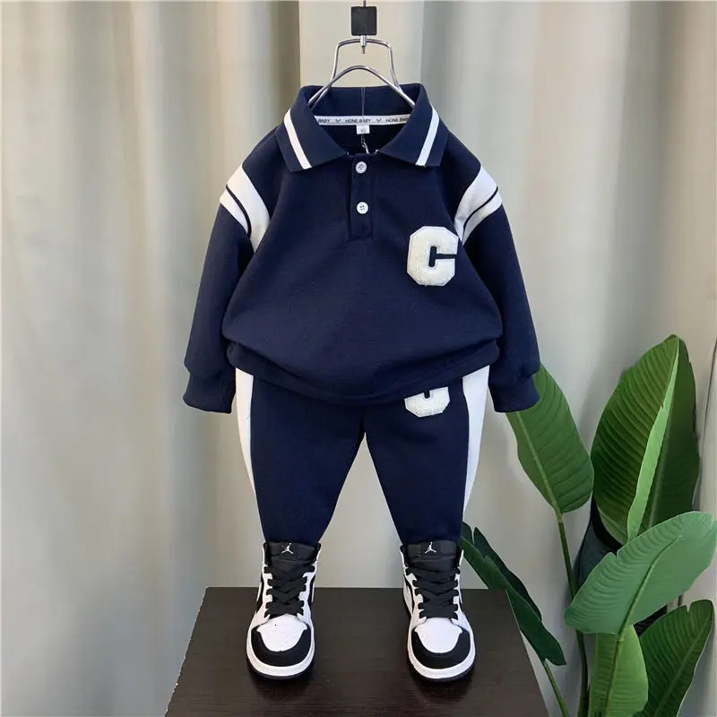 Spring Autumn Kids Clothes Boys Sets Sports Suit Children Tracksuit Boys Long Sleeve Letter T-Shirt Pant 2Pcs Suit 2-12Y 240104