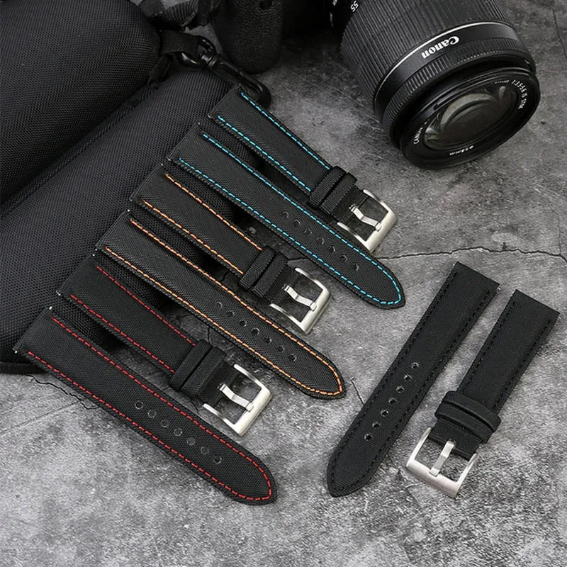 20mm 21mm 22mm 23mm 24mm Nylon Leather Watchband WATCH Men Women Canvas Fabric Watch Strap 240104
