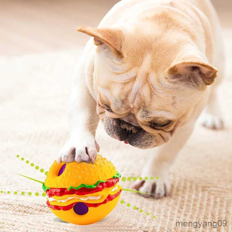 Dog Toys Chews sound ball Pet toy dog self-healing toy hamburger chewing ball rolling molars to relieve boredom