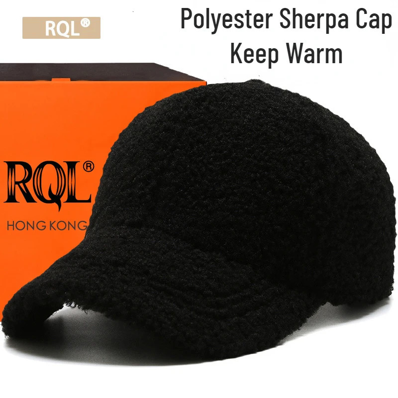 Winter Black Sherpa Baseball Cap for Women Girl Wool Keep Warm Windproof Fashion Teddy Golf Sports Hat Hip Hop 240103
