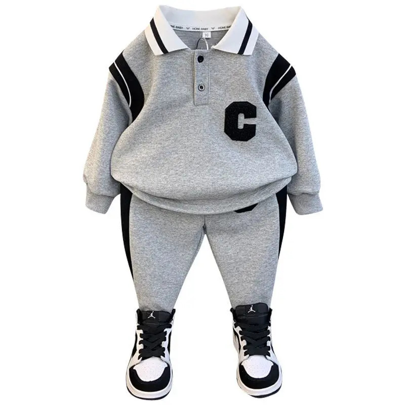 Spring Autumn Kids Clothes Boys Sets Sports Suit Children Tracksuit Boys Long Sleeve Letter T-Shirt Pant 2Pcs Suit 2-12Y 240104