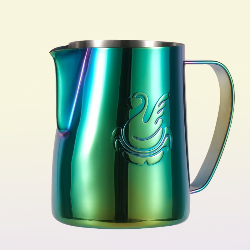 Coffee Pots JIBBI Dwe74 Milk Steaming Frothing Pitcher Stainless Steel Nonstick Jug Pull Flower Cup Perfect For Cappuccino Latte 380 227672841