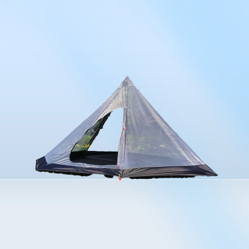 Ultralight Pyramid Tents Inner Tent Outdoor Rodless Summer Mesh Tent Portable Backpacking Hiking Camping Teepee Inside Tent 220518