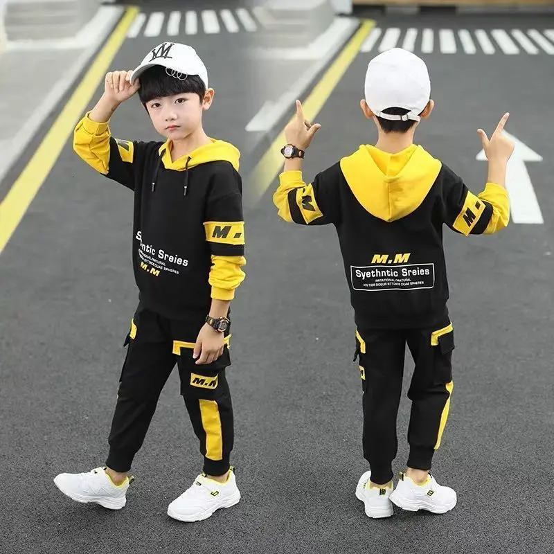 Spring Autumn Teen Boys Clothing Sets Fashion Hoodie Jackets Pants Sports Childrens Clothes Kids Tracksuit 5 6 8 10 12 Years 240104
