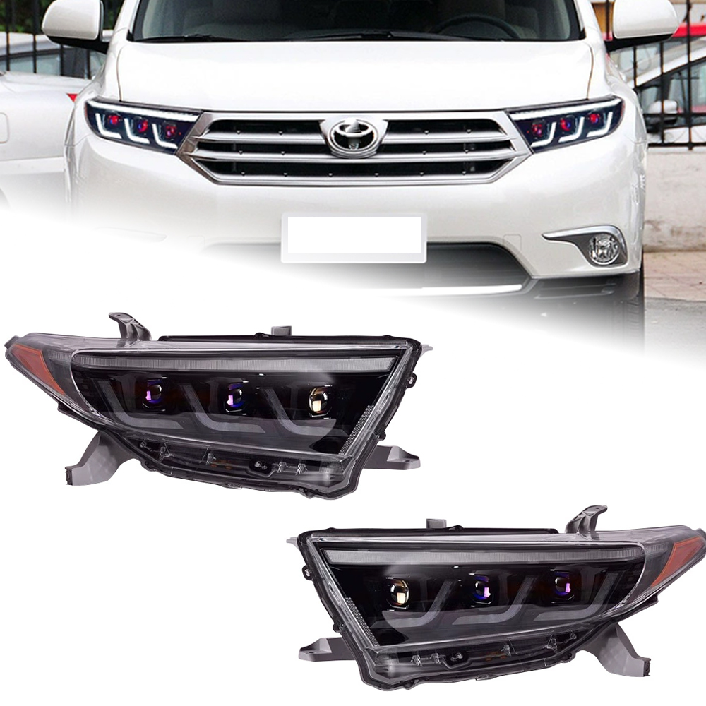 For Toyota 2012-2014 Highlander LED Headlight Kluger LED DRL Moving Turn Signal Front Light Assembly
