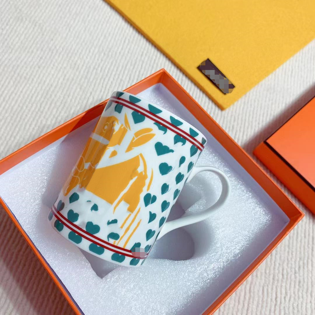 Nordic Retro Milk Tea Drinks Coffee Cup Gilt Edging Porcelain Large Capacity Mug with Gift Box S2566