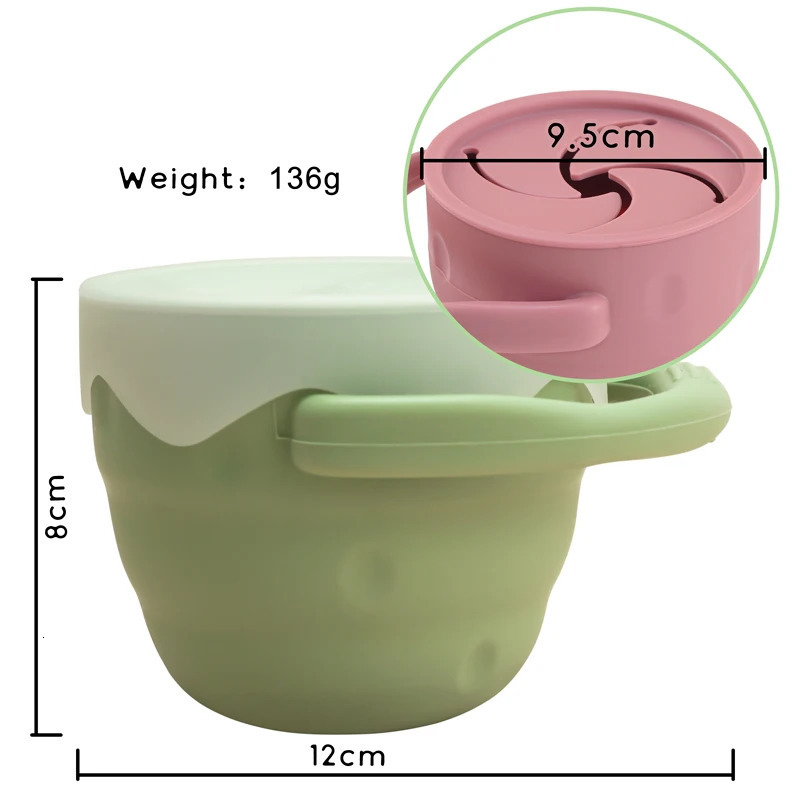 Customizable Food Grade Silicone Snack Cup With Lid Portable Children's Travel Storage Box Trains Baby's Grasp Ability 240104