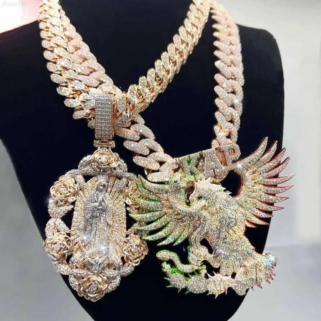Custom pendant Necklaces Iced Out Jewelry Gold Plated Vvs Moissanite Diamonds Cuban Chain 3d Custom Name Hip Hop Letter