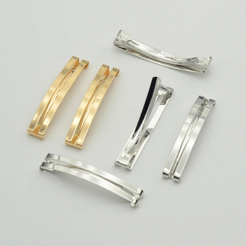 20PCS Silver 6cm 2.35 Flat Double Bars Metal Hair Barrettes Snap Hair Clips For Kids Hair Bows Lead Free Nickle free 240103
