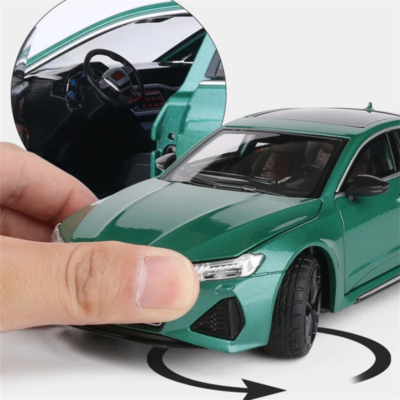 1 24 Audi RS7 Coupe Alloy Car Model Diecasts Metal Toy Sports Car Vehicles Model Simulation Sound Light Collection Kids Toy Gift 240103