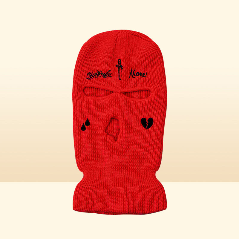 Cycling Caps Masks New Men and Women 3Hole Knit Hat Ski Mask Winter Warm Full Face Cover Tactical Balaclava Hats Party Funny Embr