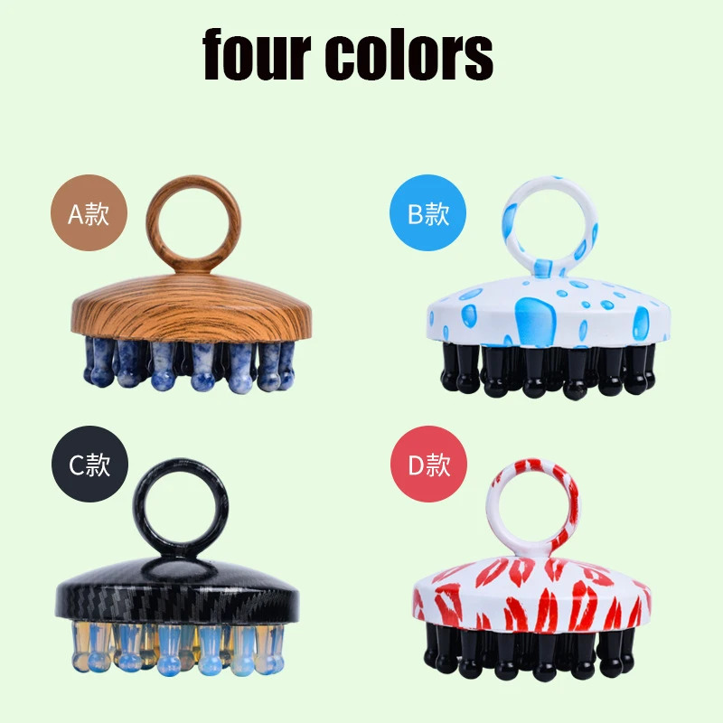 Natural Jade Meridian Massage Comb 18 Teeth Hair Comb Head Massager Scalp Relaxation Treatment Head Scratcher SPA Therapy Tool 240104