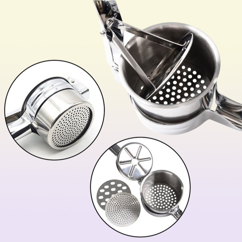 Fruit Vegetable Tools Potato Mashers Ricers Kitchen Cooking Stainless Steel Pressure Mud Puree Press Maker Garlic Presser 2211041251623