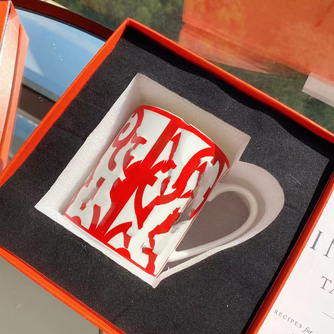 Nordic Retro Milk Tea Drinks Coffee Cup Gilt Edging Porcelain Large Capacity Mug with Gift Box S2566