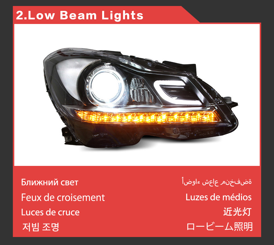 Car Light for BENZ W204 LED Daytime Running Headlight 2011-2013 Turn Signal High Beam Head Lamp