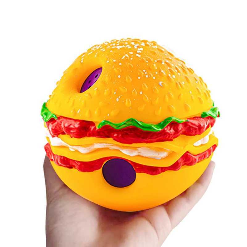 Dog Toys Chews sound ball Pet toy dog self-healing toy hamburger chewing ball rolling molars to relieve boredom