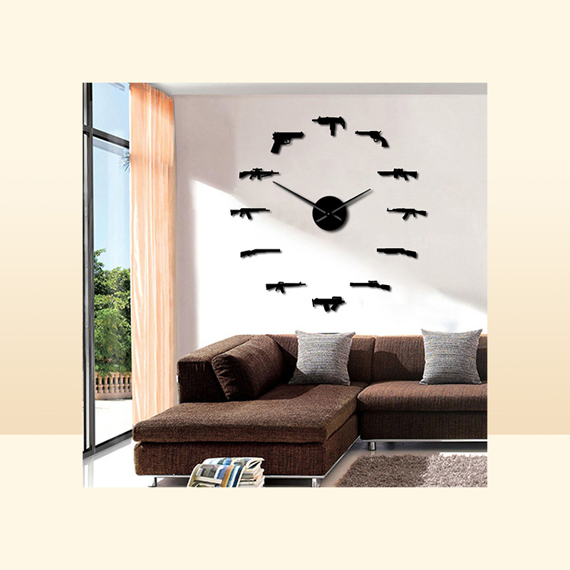 3D Pro Gun Wall Decor Tactical Army Rifle Ammo Variety Weapons DIY Wall Sticker Large Wall Clock Gun Lovers Room Decor 2017443162