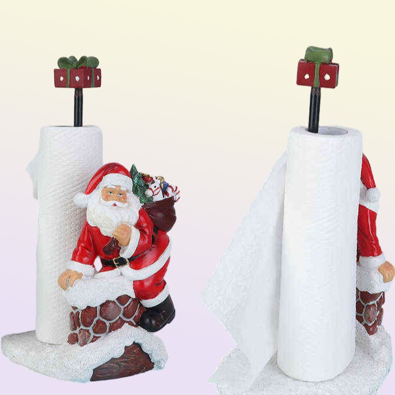Decorative Objects Figurines JIEME Creative Snowman Santa Claus Paper Towel Rack Christmas Gifts Home Living Room Desktop Decorati3077767