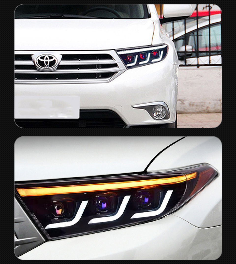 For Toyota 2012-2014 Highlander LED Headlight Kluger LED DRL Moving Turn Signal Front Light Assembly