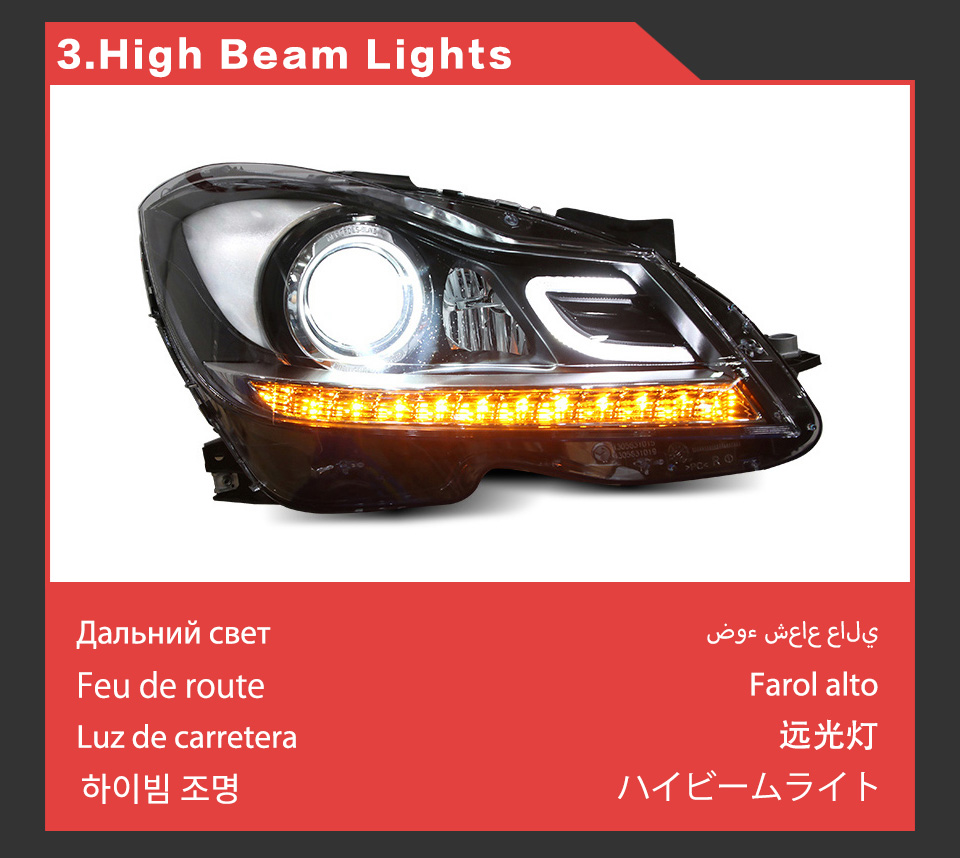 Car Light for BENZ W204 LED Daytime Running Headlight 2011-2013 Turn Signal High Beam Head Lamp