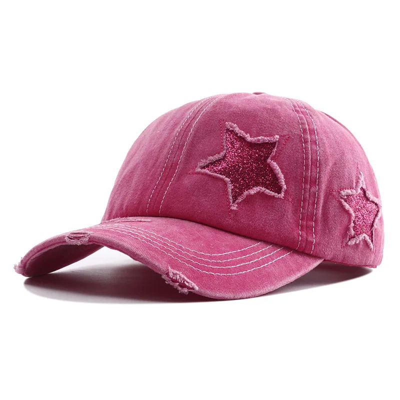 Doit Women Ponytail Baseball Cap Men Summer Sun Hat Female Pentagram sequins Hip Hop Casual Adjustable gorras Hats 240103