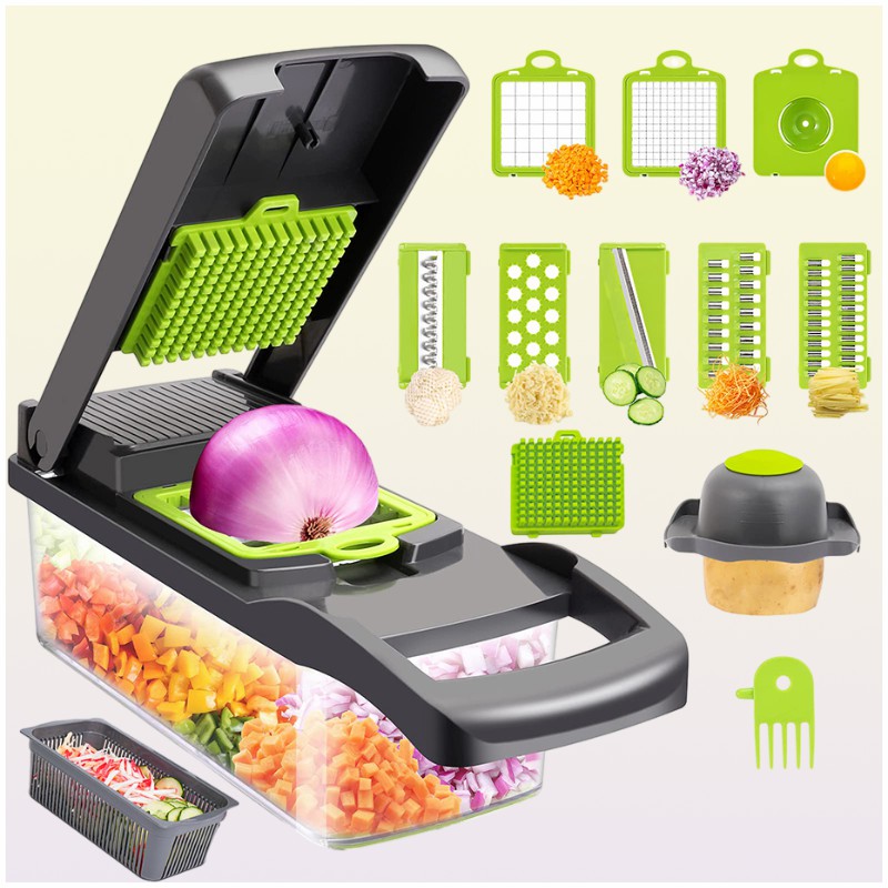 Fruit Vegetable Tools 13in1 Chopper Multifunctional Food s Onion Slicer Cutter Dicer Veggie with 7 Blades 2211119537109