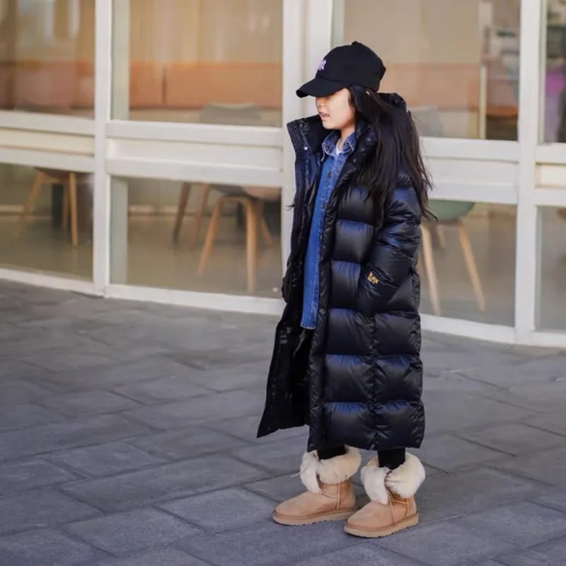 Winter Thickness White Duck Down Jacket Girls Long Warm Puffer Coat Boys Waterproof Hooded Parkas Kids Snow Outerwear XMP401 240103