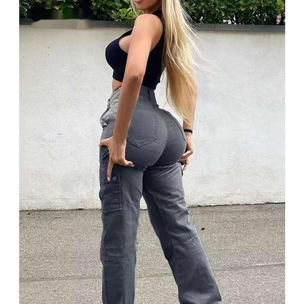 Ropamujer Cargo Pants Womens Solid Color Workwear pants With Multiple Pockets Casual High Waist Fashionable Versatile Trousers pant