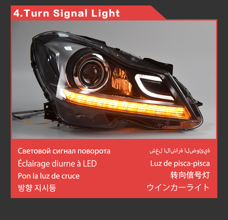 Car Light for BENZ W204 LED Daytime Running Headlight 2011-2013 Turn Signal High Beam Head Lamp