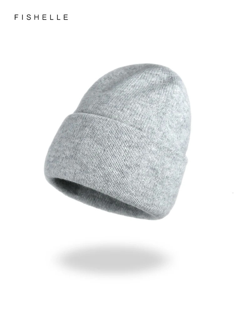 Solid Color Pure Wool Hat Womens Autumn Winter Warm Knitted Cap Casual Beanie For Adults Holiday Gifts 240103