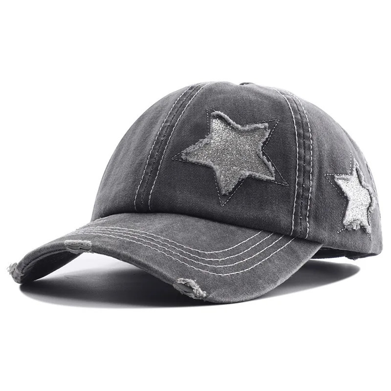 Doit Women Ponytail Baseball Cap Men Summer Sun Hat Female Pentagram sequins Hip Hop Casual Adjustable gorras Hats 240103