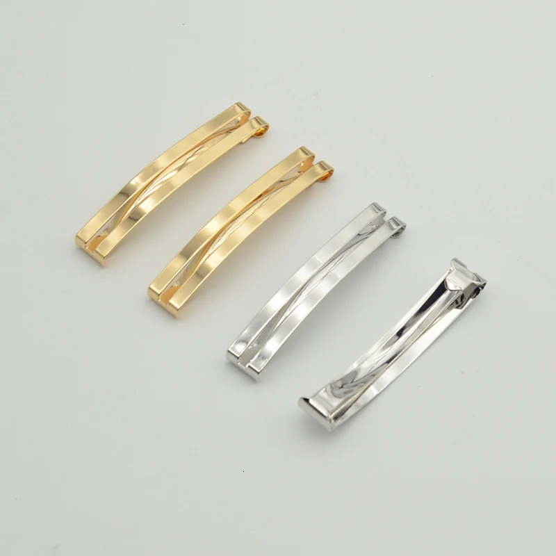 20PCS Silver 6cm 2.35 Flat Double Bars Metal Hair Barrettes Snap Hair Clips For Kids Hair Bows Lead Free Nickle free 240103