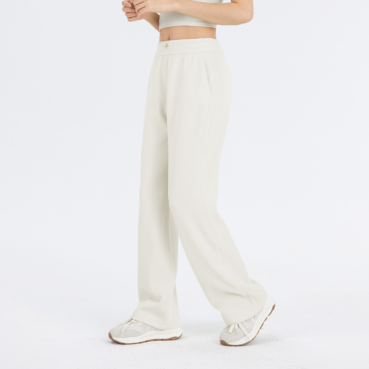 ADAPTED STATE Women's Casual Straight Trousers Autumn and Winter Loose Outdoor Drawstring Straight Trousers Pant leg not open