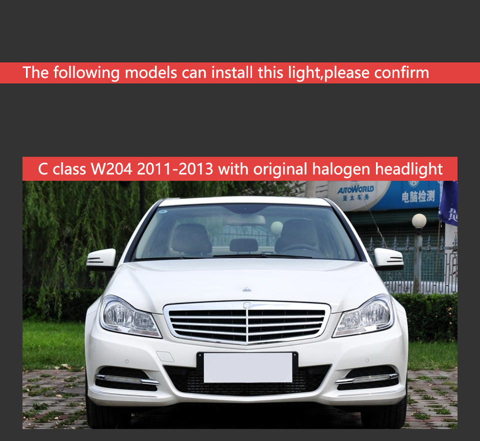 Car Light for BENZ W204 LED Daytime Running Headlight 2011-2013 Turn Signal High Beam Head Lamp
