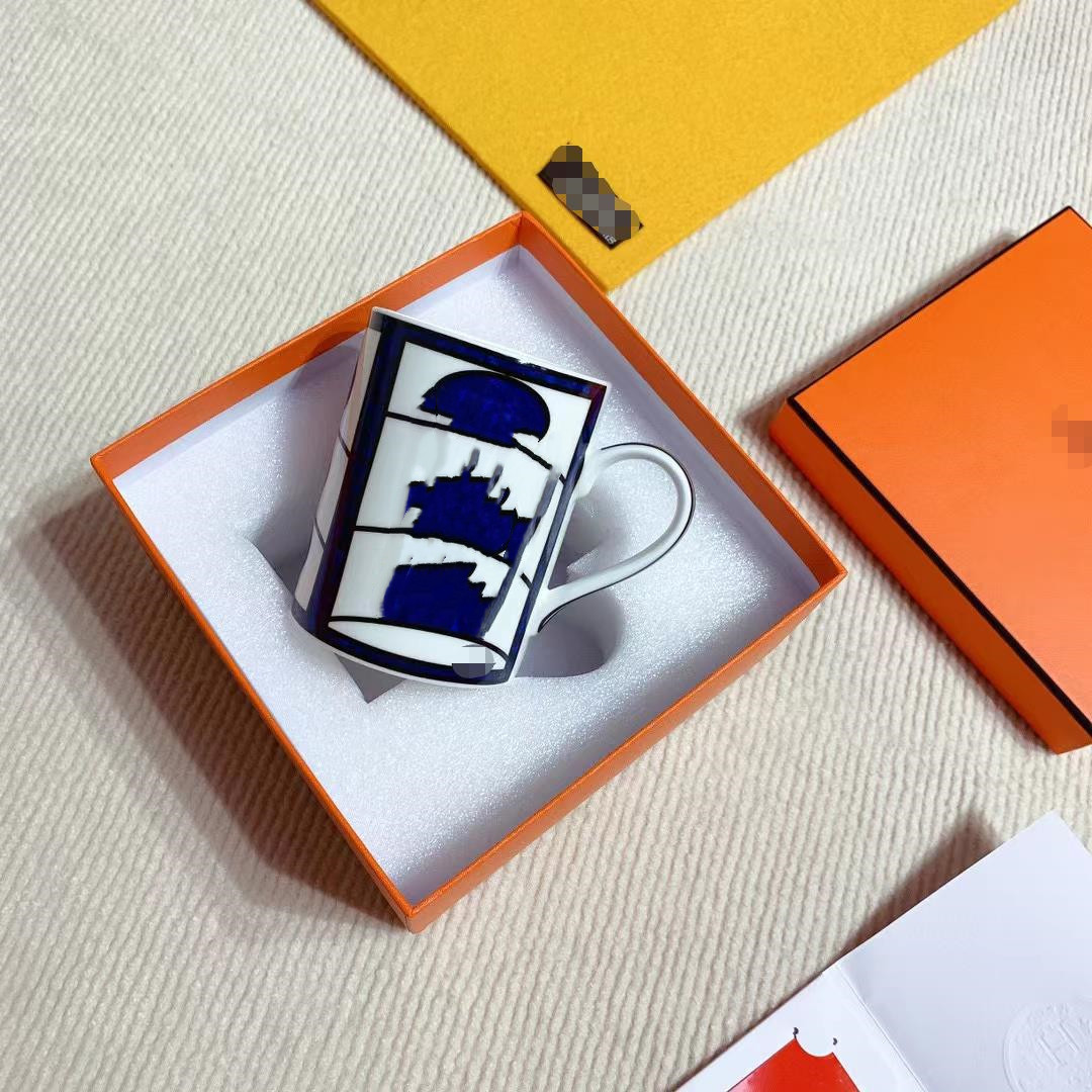 Nordic Retro Milk Tea Drinks Coffee Cup Gilt Edging Porcelain Large Capacity Mug with Gift Box S2566