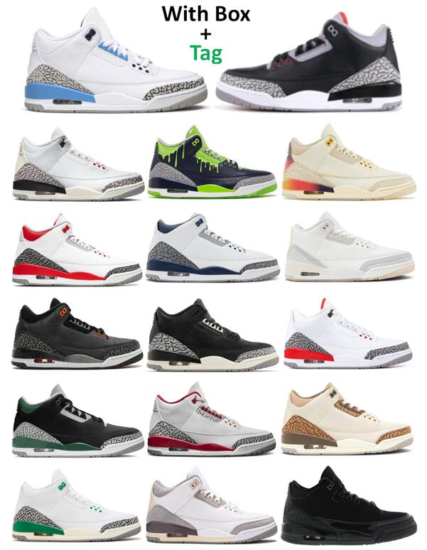 Better Quality Black Cement UNC Basketball Shoes White Cement Reimagined Craft Ivory Medellin Sunset Midnight Navy Fear Black Cat Fire Red Pine Green Men Sneakers