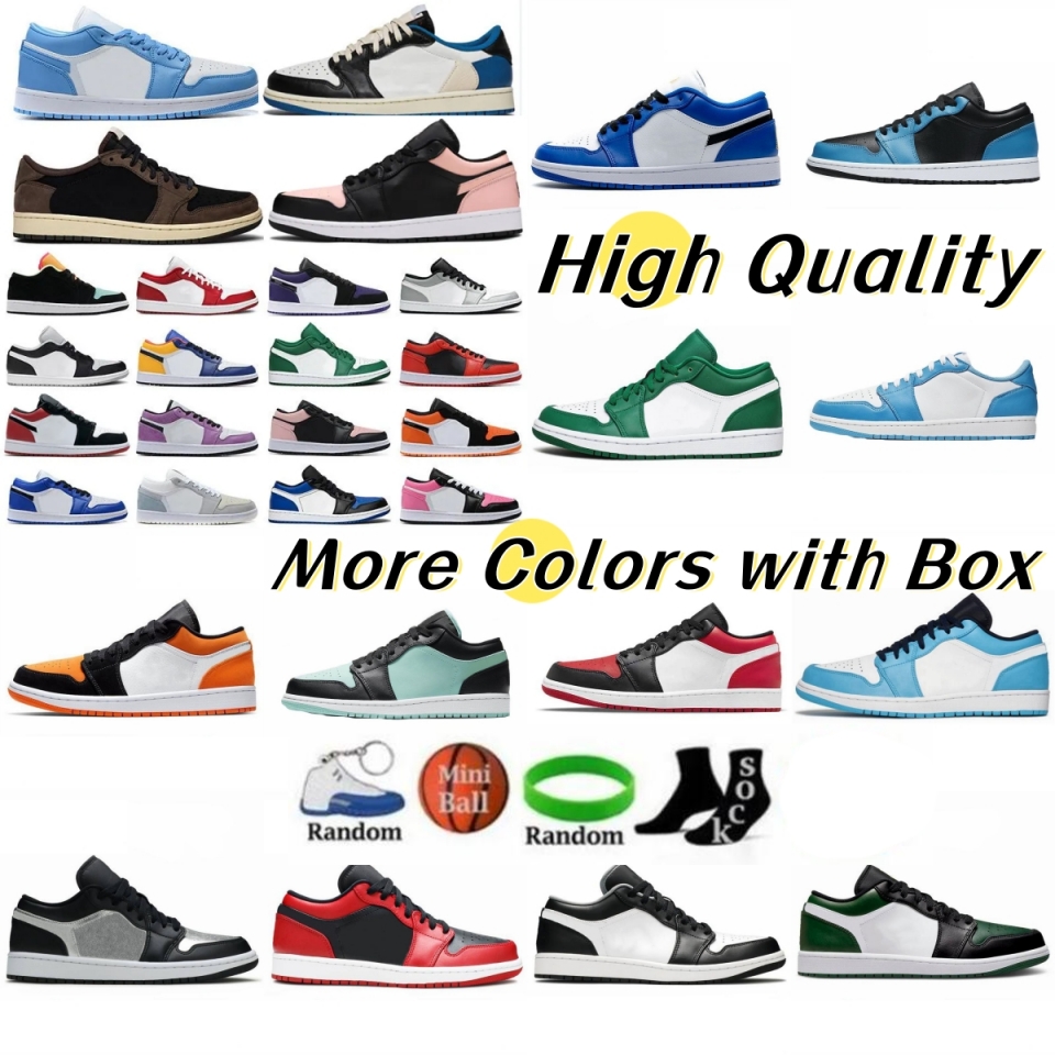 Classic Top Lows Basketball Shoes Mens Sports Wolf Grey UNC Fragment Gym Red Game Royal Bred White Paris Panda Pine Green Women Trainers no box